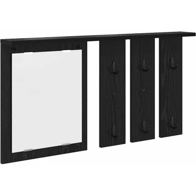 Image of Wall mounted Coat Rack with Shelf Mirror Black oak 85 x 10 45 cm Vidaxl