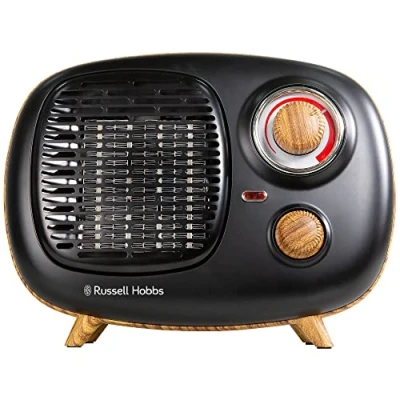 Image of Russell Hobbs RHRETPTC2001WDB Scandi Retro Ceramic Heater Black &amp; Wood