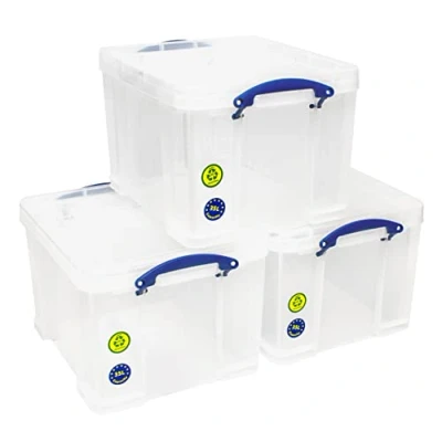 Image of Really Useful Plastic Storage Box Bonus Pack 3x35 Litre Clear