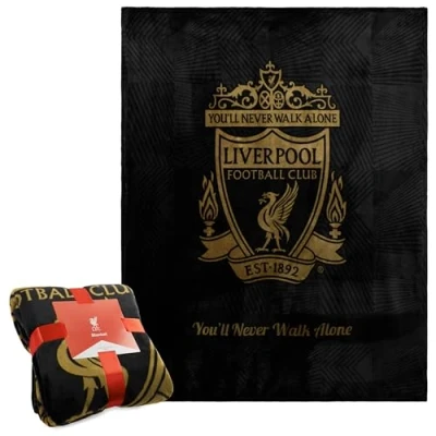 Image of Liverpool F.C. Fleece Bed Blanket Soft Throw 125 x 150cm Gifts (Black)
