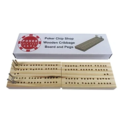 Image of Boxed Wooden Cribbage Board complete with Metal Pegs