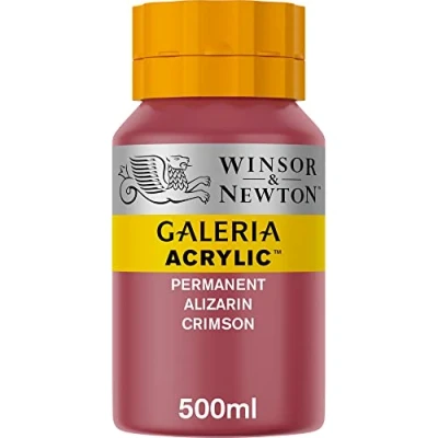 Image of Winsor &amp; Newton 500ml Bottle Galeria Acrylic Colour with Nozzle Cap Permanent Alizarin Crimson