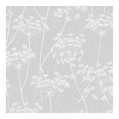 Image of Superfresco Easy Aura Grey Floral Wallpaper Paste The Wall &amp; White Contemporary Sprig Motif Design