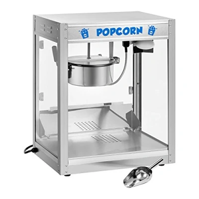 Image of Royal Catering RCPS 1350 Popcorn Maker Professional Machine (1350 W, ca. 6 kg/h, Stainless Steel, Teflon Coating, incl. Plastic Shovel)