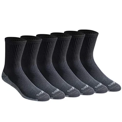 Image of Dickies Men&#039;s Dri tech Moisture Control Comfort Length Crew Socks (6 &amp; 12 Pairs) Pairs), Black Shoe Size: 6