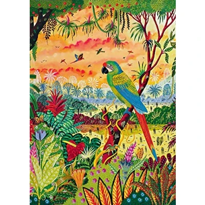 Image of Great Green Macaw Jigsaw Puzzle 1000 Piece Wildlife Featuring Vibrant Parrot in Tropical Rainforest Colourful Bird for Adults &amp; Nature Lovers