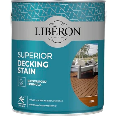 Image of Liberon Superior Decking Stain 2.5 litre Anti Slip New Biosourced Formula (Teak)