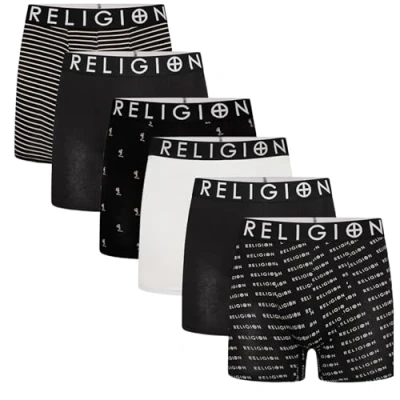 Image of Religion Mens &#039;RGN03 13&#039; Essential 6 Pack XX Large Boxer Shorts, Multipack Underwear Gift Set (XXL, Assorted)