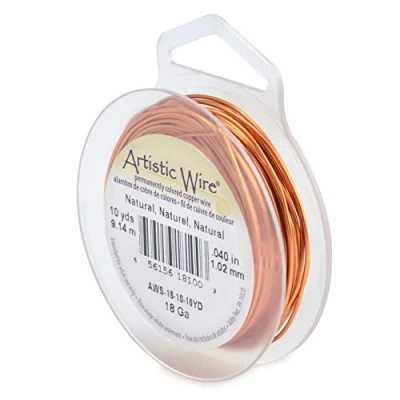 Image of Artistic Wire Tarnish Resistant Colored Copper Craft Wire, Natural, 18 Gauge, 10 yd