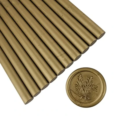 Image of 10 Pieces Cyan Gold Sealing Wax Sticks for Seal Stamp, AMTOL Glue Gun,Great Wedding Invitations, Wine Packages,Cards Envelopes, Gift Wrapping. (Cyan Gold)