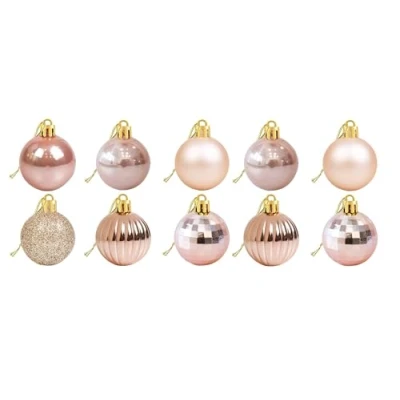Image of Christmas Baubles 10 Pcs Mini Tree Ball Decorations Ornaments Balls Pendants 4cm Shatterproof Hanging Bauble Set for Holiday Wedding Party Decoration Xmas Rose Gold