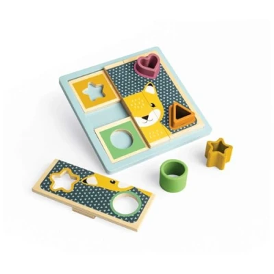Image of Bigjigs Toys Activity Puzzle 10 Piece Silicone Shape Sorter &amp; Board, Wooden Toys, Puzzles, Busy Board 1 Year Old, Sustainably Made