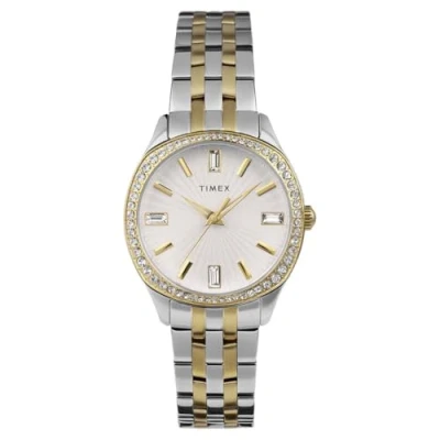 Image of Timex Women&#039;s Trend 36 mm Watch Two Tone Stainless Steel Bracelet Silver Dial Case TW2W17700