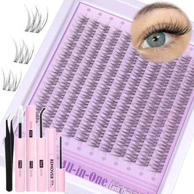 Image of ALICE Natural Cluster Lashes Kit Invisible Band Wispy Lash Extensions Short 11 13mm DIY Eyelash C Curl Individual with Remover