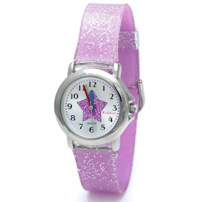 Image of Kiddus. Girl Watch. with Glitter. Kids Watch for Girls. Exercises to Learn The Time. Watches Easy Read. Sparkly. from 4+ Years. Star.