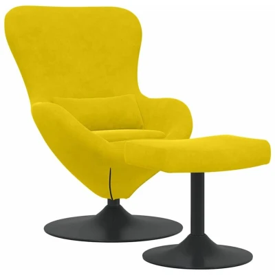 Image of vidaXL Egg Chair with Footstool Yellow Velvet
