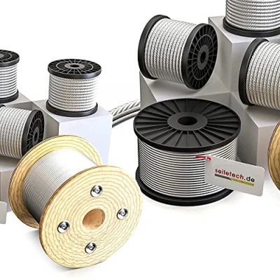 Image of DQ PP steel rope 2mm 50m Stainless INOX 7x7 medium soft wire for climbing aid rustproof forest winch tension handrail