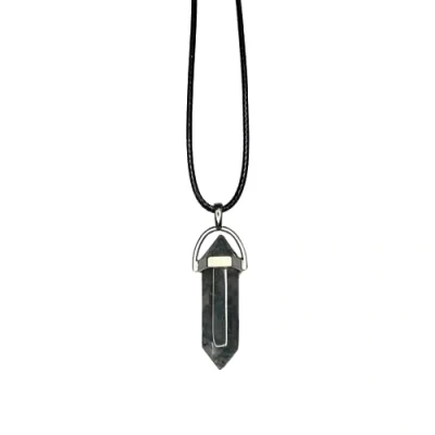 Image of VIE Double Point Pencil Pendant, Black String (Indian Agate)