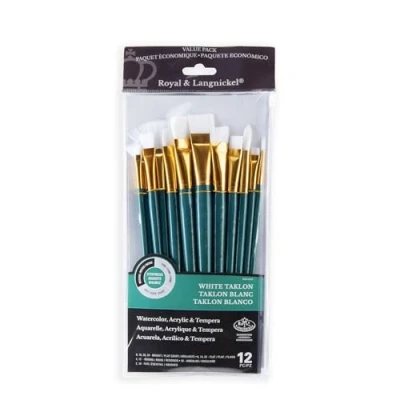 Image of Royal and Langnickel RSET 9310 Taklon Variety Brush Set Medium White (Pack of 12)