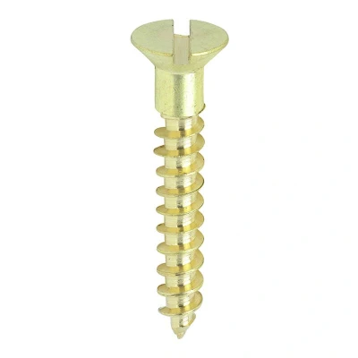 Image of 2x TIMCO Solid Brass Timber Screws Slot Countersunk 00071CBS Pack of 200