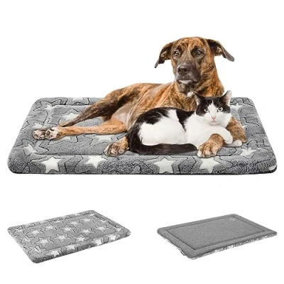 Image of EMPSIGN Large Dog Bed Washable Reversible Cool and Warm Mat Mattress for Crate Pet with Removable Cover, Grey, 137x84x2.8cm