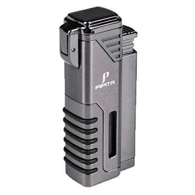 Image of PIPITA Torch Lighter Windproof 4 Metal Butane Gas Jet Red Flame Refillable Firelighters with Punch (Butane NOT Include)