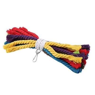 Image of Bird Chew Toy, Colorful Cotton Rope Hanging Swing Parrot Cage Bite Toys Accessories for Parakeet Cockatiel Macaw African Grey Cockatoo Budgies Lovebird