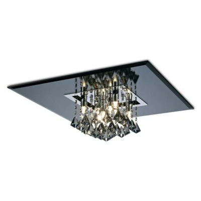 Image of Starda Flush Ceiling Square 8 Light G9 Polished Chrome, Smoked Mirror, Crystal