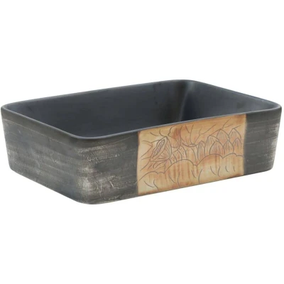 Image of vidaXL Countertop Basin Black and Brown Rectangular 46x35.5x13 cm Ceramic