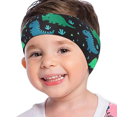 Image of MoKo Swimming Headband for Kids, Cute Swinmmers Ear Band Kids Keep Water Out Waterproof Protection Bathing Age 1 3 S Size, Blue Rhino Dinosaur