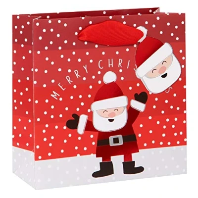 Image of Santa Claus Merry Christmas Small Gift Bag Wendy Jones Blackett Xmas Giftbag