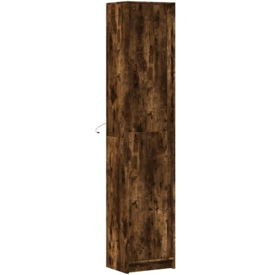 Image of vidaXL Highboard with LED Smoked Oak 41.5x32.5x200 cm Engineered Wood