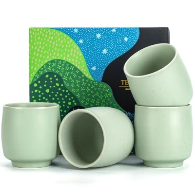 Image of TEANAGOO Chinese Tea Cup for W08,5.8 oz,Ruware,Lt.Green,4 pcs/Box,TC08,Chinese Cups,Japanese Cup,Green Cups…
