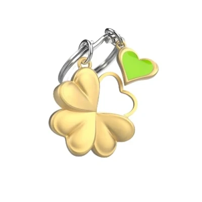 Image of O meta[l]morphose METALMORPHOSE Four Leaf Clover Keyring Lucky Gift for Men and Women, gold, One Size