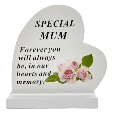 Image of Angraves Special Mum Graveside Memorial Heart Flower Rose Grave Plaque Ornament Decoration