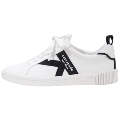 Image of kate spade new york Signature Trainers, Women&#039;s, Size: 8.5, True white/black Leather and textile