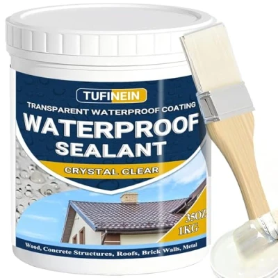 Image of Transparent Waterproof Coating, TUFINEIN 1KG Invisible Agent Indoor &amp; Outdoor Sealant Water Based Clear
