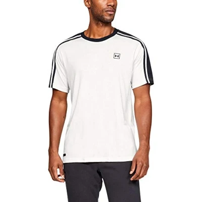 Image of Under Armour Men&#039;s UA Unstoppable Striped Short Sleeved T Shirt, Onyx White (112)/Black, SM