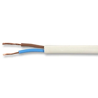 Image of Pro Elec PEL01026 0.50 mm2 2192Y Flat 2 Core mains Cable, 3A, White, 100 m