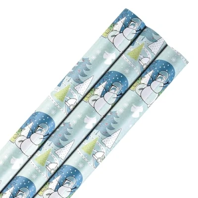 Image of Hallmark 6M Wrapping Paper, Pack of 3, The Mandalorian &amp; Grogu, 2M Each, Christmas