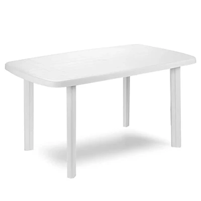 Image of Large Rectangle Collapsible Garden Table Plastic Patio Deck Furniture Outdoor
