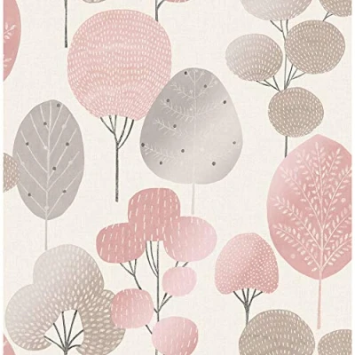 Image of Fine Decor Wallpaper Scandi Forest Blush M1522 Full Roll