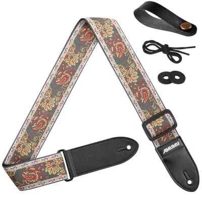 Image of Amumu Guitar Strap Vintage Jacquard Paisley for Bass, Electric &amp; Acoustic Accessories