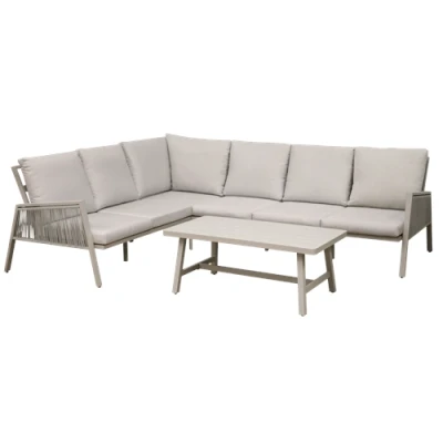 Image of Dellonda Fusion 4 Piece Outdoor Garden Corner Sofa &amp; Coffee Table Set, Aluminium