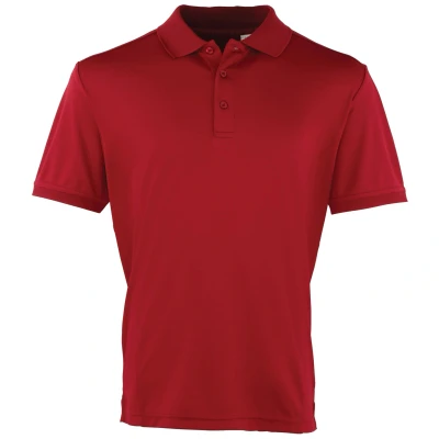 Image of Premier Mens Coolchecker Pique Short Sleeve Polo T Shirt (Burgundy) Size 3XL