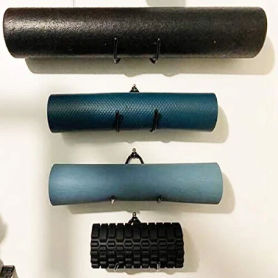 Image of Yoga Mat Storage Foam Rollers Rack Rolled Bath Towels Holder Shelf Solid Quality Wall Mountable for Bathroom room Massage Muscle Roller Exercise Mat, Adjustable Size,Up to 20Lbs （4 Pack）