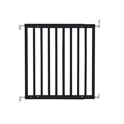 Image of Safetots Top of The Stairs Screw Fitted Stair Gate, Black Wooden, 63.5cm 105.5cm, Wood Baby Fit Safety Barrier, Stylish and Practical Gate