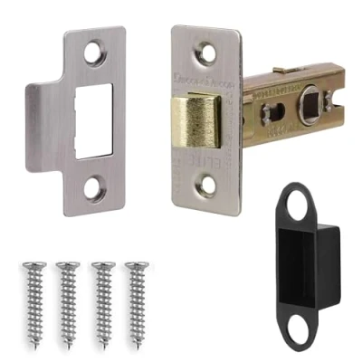 Image of Decoranddecor 2.5 Inch Tubular Mortice Latch for Internal Doors, Fire Rated (1 Pack, 44 64mm, Satin Nickel)