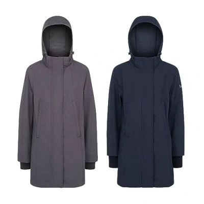 Image of LeMieux Junior Pro Waterproof Coat in Navy Fully Lined &amp; Taped Seams Two Way Front Zip Rain Jacket for Horse Riding, Walking Hiking Detachable Adjustable Hood Age 11 12 Years