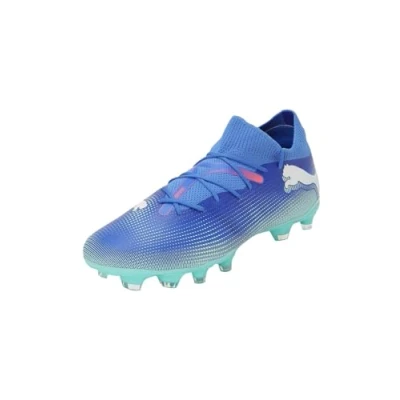 Image of Puma Future 7 Match FG/AG Moulded stud football boots, Women&#039;s, Size: 4.5, Bluemazing/white/electric peppermint Textile/synthetics